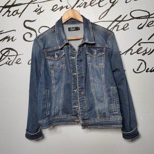 Earl Jean Women's Blue Denim Jean Jacket, XL